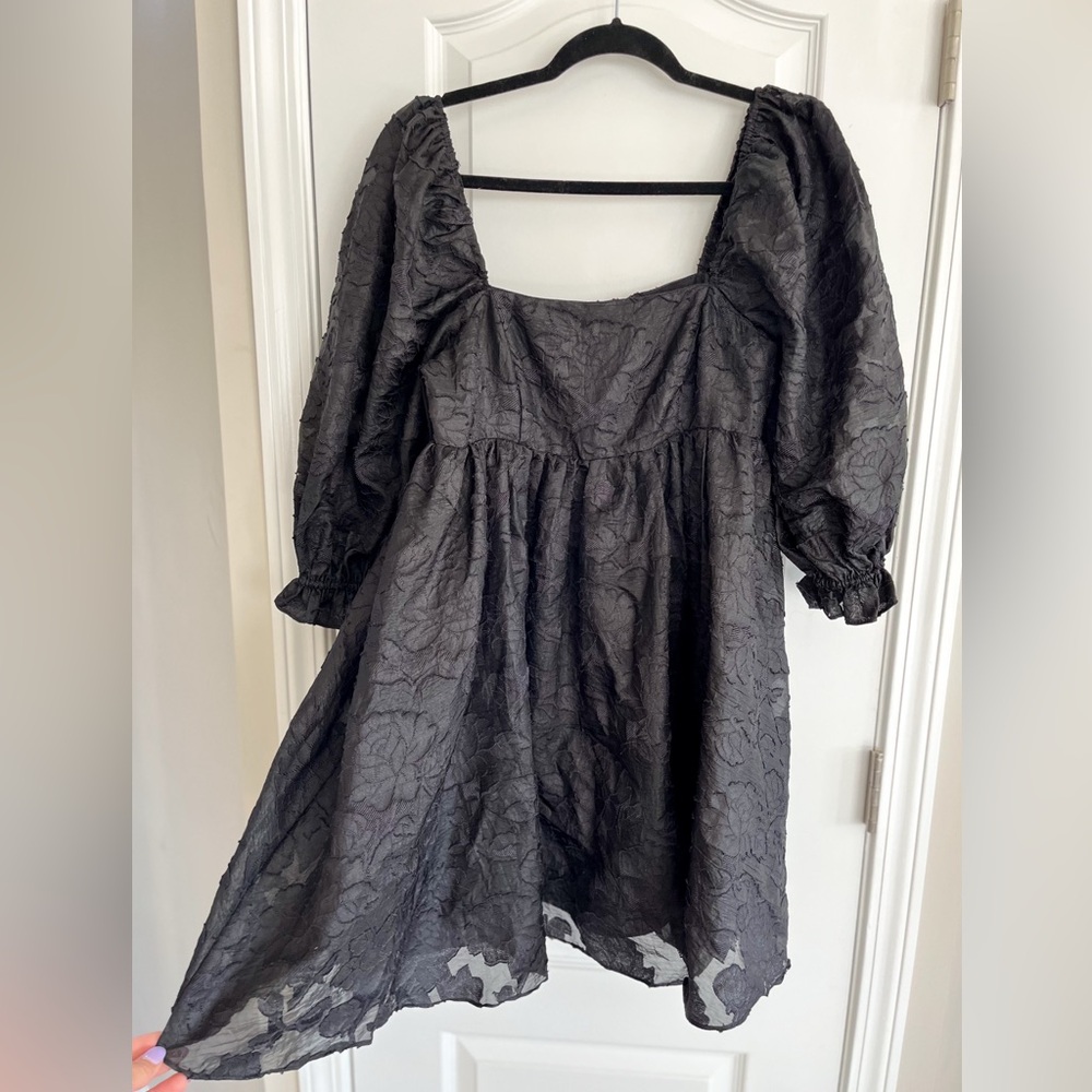 Black Floral Babydoll Dress